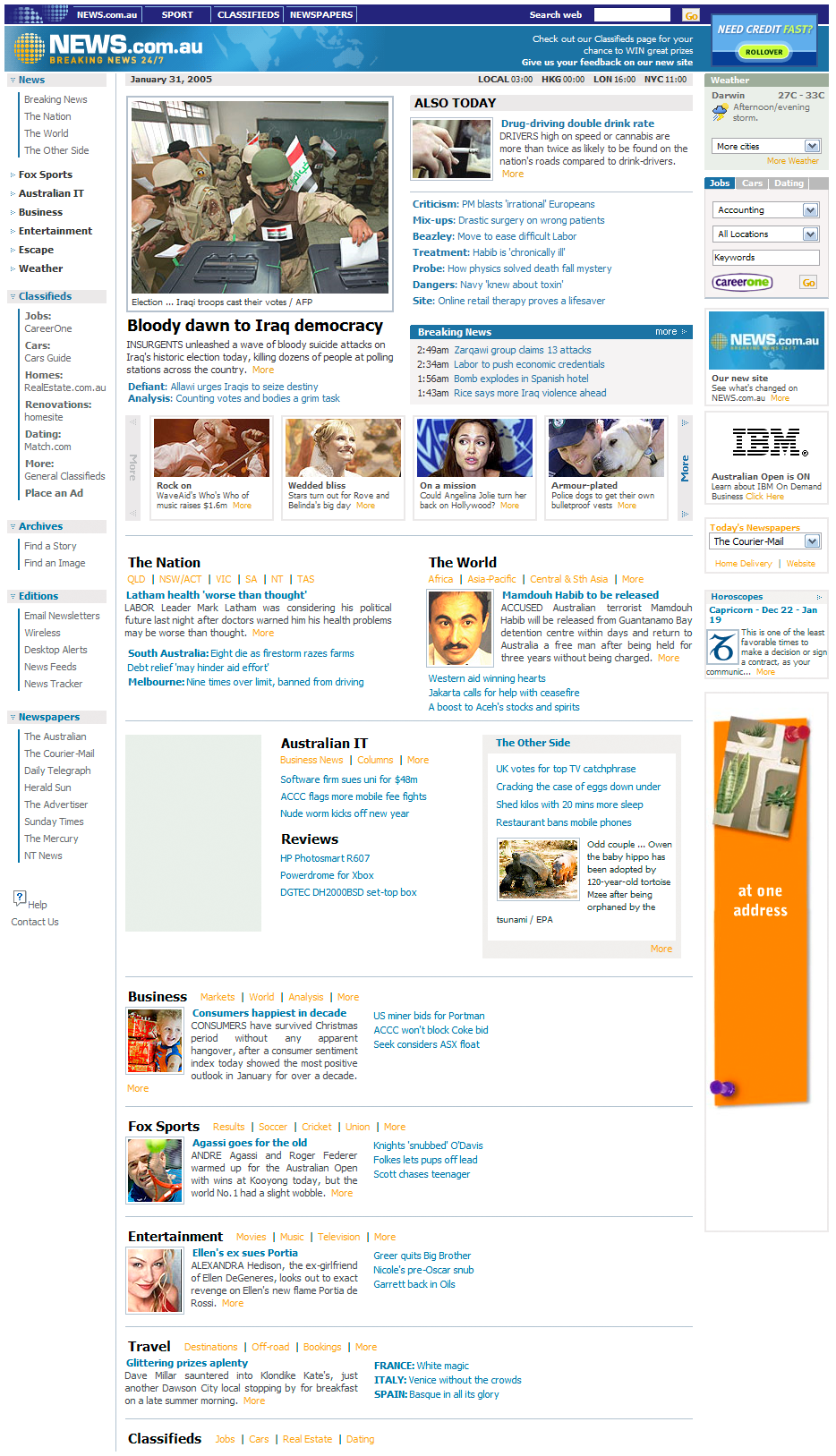 NEWS.com.au 2005 Redesign Screenshot